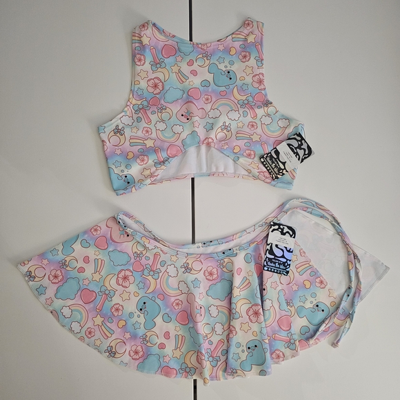 Freedom Rave Wear Dresses & Skirts - Freedom Rave Wear Hello Netty Kawaii Top + Swirl Skirt